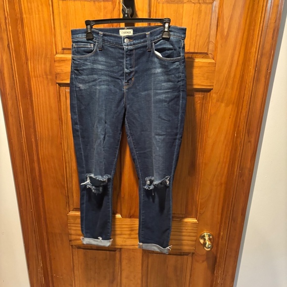 L'AGENCE Rachel High Rise Slim Jeans in Diamond Destruct Size 29 - Picture 2 of 7